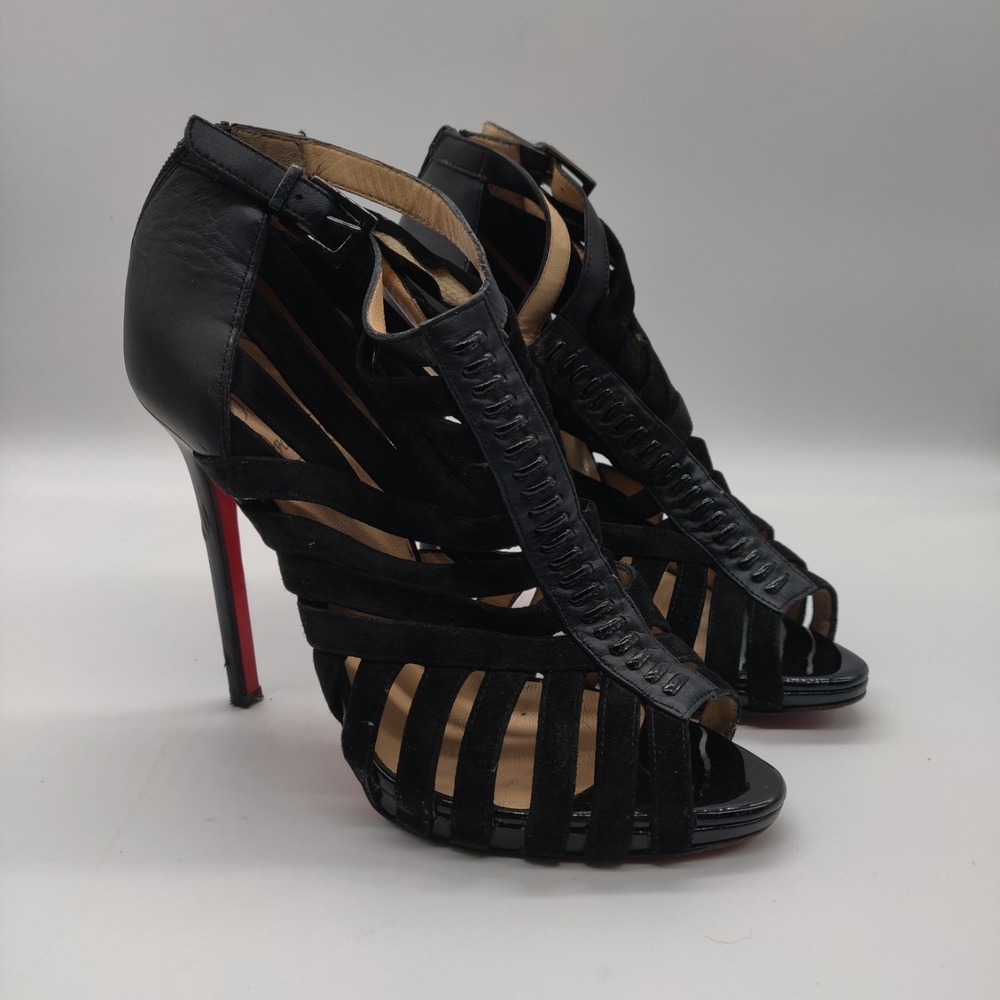 Christian Louboutin Caged Sandals Size 37 Pumps Heels Karina 120 Back Zip 7